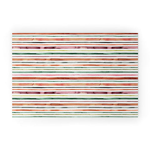 Ninola Design Moroccan Tropic Stripes Green Welcome Mat