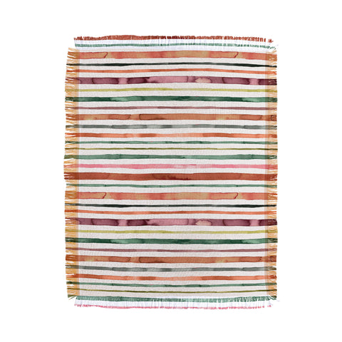 Ninola Design Moroccan Tropic Stripes Green Throw Blanket