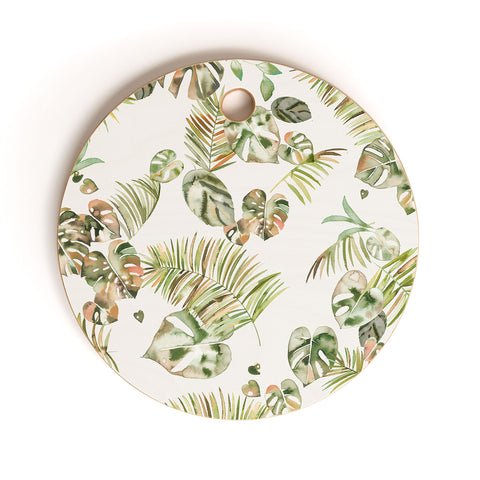 Ninola Design Moroccan Tropical Leaves Cutting Board Round