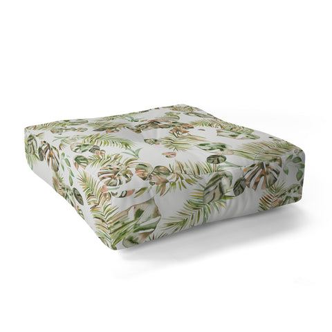 Ninola Design Moroccan Tropical Leaves Floor Pillow Square