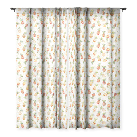Ninola Design Moroccan Watercolor Pineapples Sheer Window Curtain