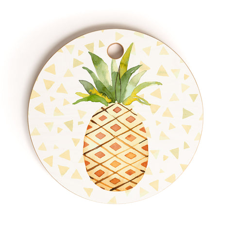 Ninola Design Moroccan Watercolor Pineapples Cutting Board Round