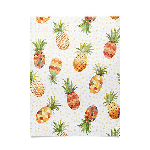Ninola Design Moroccan Watercolor Pineapples Poster