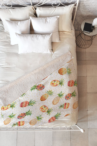 Ninola Design Moroccan Watercolor Pineapples Fleece Throw Blanket