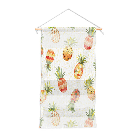 Ninola Design Moroccan Watercolor Pineapples Wall Hanging Portrait
