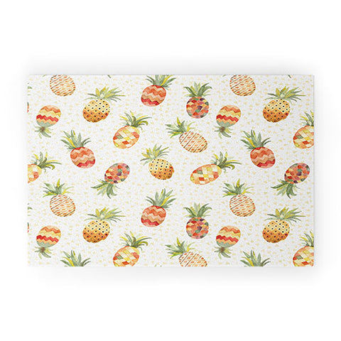 Ninola Design Moroccan Watercolor Pineapples Welcome Mat