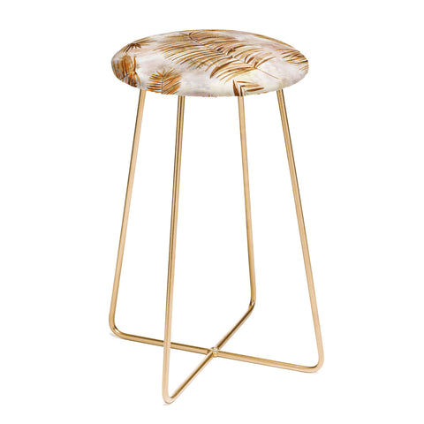 Ninola Design Moroccan Watery Palms Gold Counter Stool