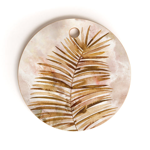 Ninola Design Moroccan Watery Palms Gold Cutting Board Round