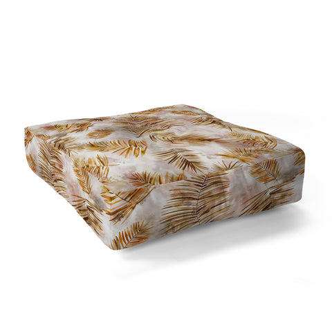 Ninola Design Moroccan Watery Palms Gold Floor Pillow Square