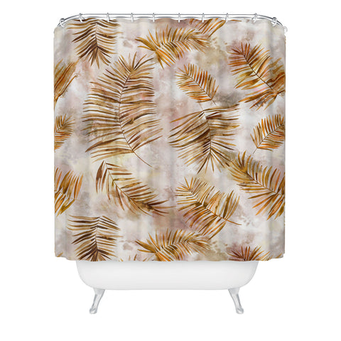 Ninola Design Moroccan Watery Palms Gold Shower Curtain