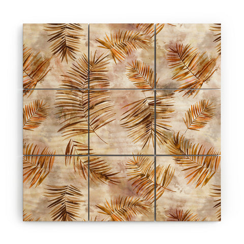 Ninola Design Moroccan Watery Palms Gold Wood Wall Mural