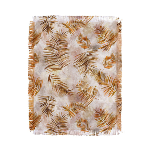 Ninola Design Moroccan Watery Palms Gold Throw Blanket