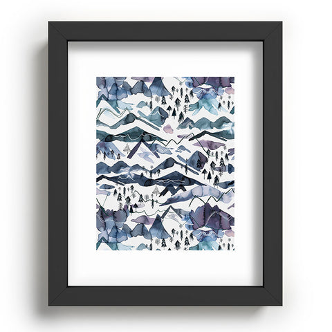 Ninola Design Mountains landscape Blue Recessed Framing Rectangle