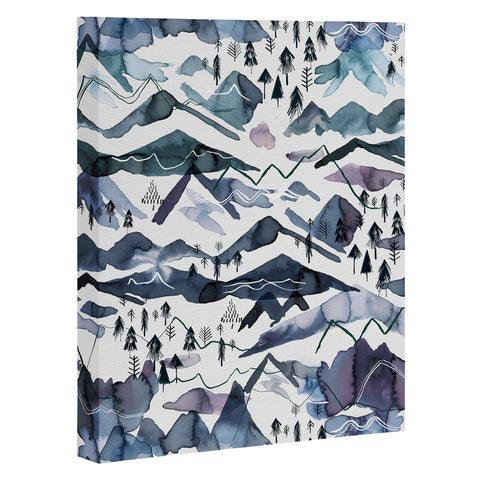 Ninola Design Mountains landscape Blue Art Canvas