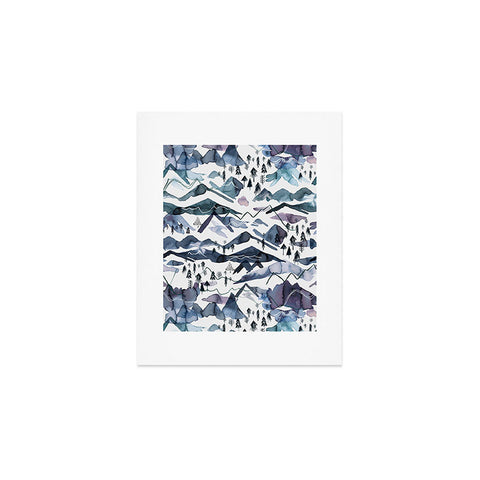 Ninola Design Mountains landscape Blue Art Print