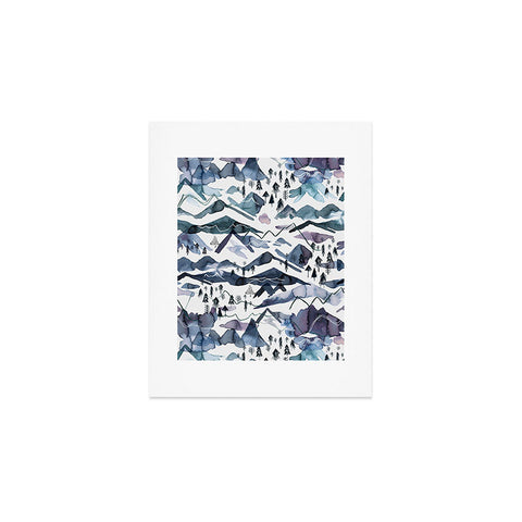 Ninola Design Mountains landscape Blue Art Print