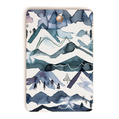 Ninola Design Mountains landscape Blue Cutting Board Rectangle