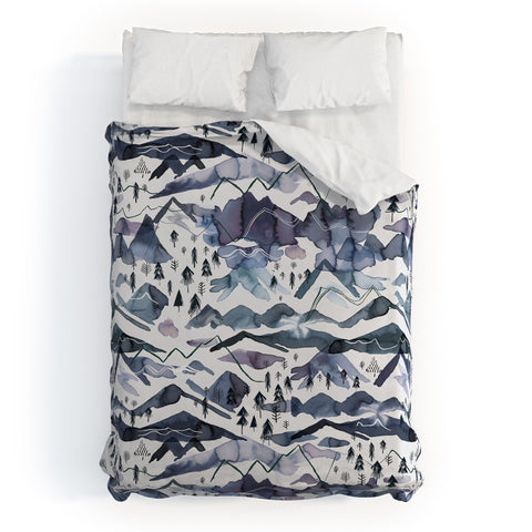 Ninola Design Mountains landscape Blue Duvet Cover