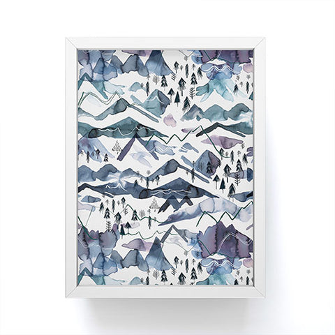 Ninola Design Mountains landscape Blue Framed Mini Art Print