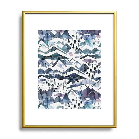 Ninola Design Mountains landscape Blue Metal Framed Art Print