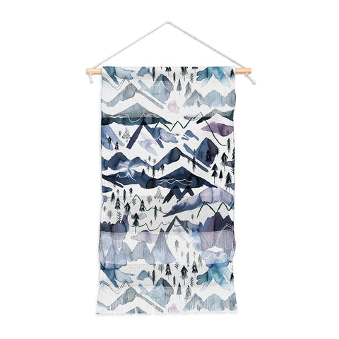 Ninola Design Mountains landscape Blue Wall Hanging Portrait