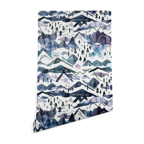 Ninola Design Mountains landscape Blue Wallpaper