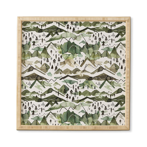 Ninola Design Mountains landscape Green Framed Wall Art