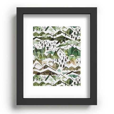 Ninola Design Mountains landscape Green Recessed Framing Rectangle