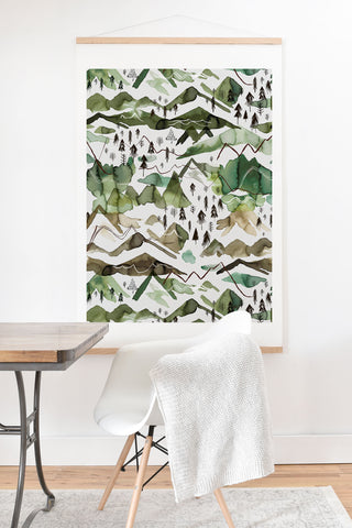 Ninola Design Mountains landscape Green Art Print And Hanger