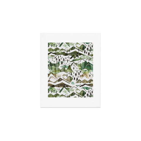 Ninola Design Mountains landscape Green Art Print