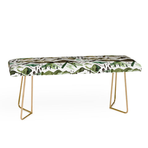 Ninola Design Mountains landscape Green Bench