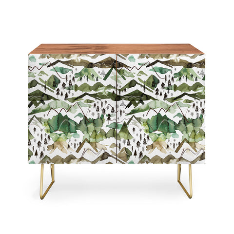 Ninola Design Mountains landscape Green Credenza