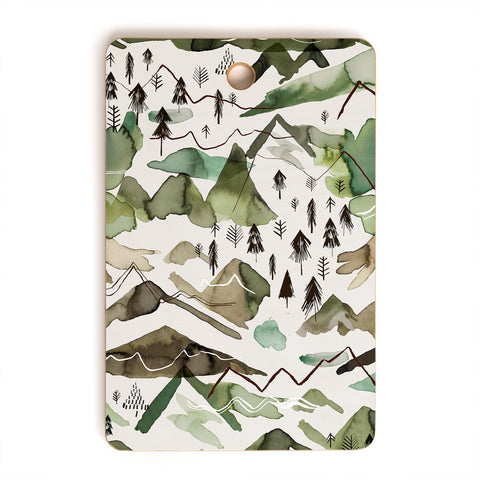 Ninola Design Mountains landscape Green Cutting Board Rectangle
