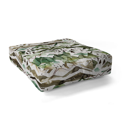 Ninola Design Mountains landscape Green Floor Pillow Square