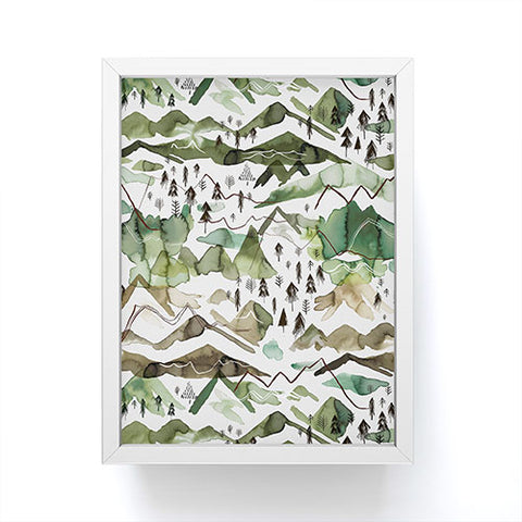 Ninola Design Mountains landscape Green Framed Mini Art Print
