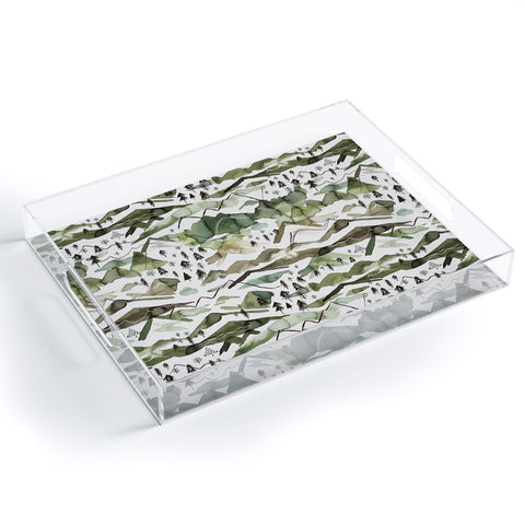 Ninola Design Mountains landscape Green Acrylic Tray