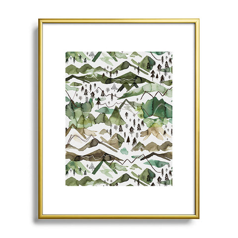 Ninola Design Mountains landscape Green Metal Framed Art Print