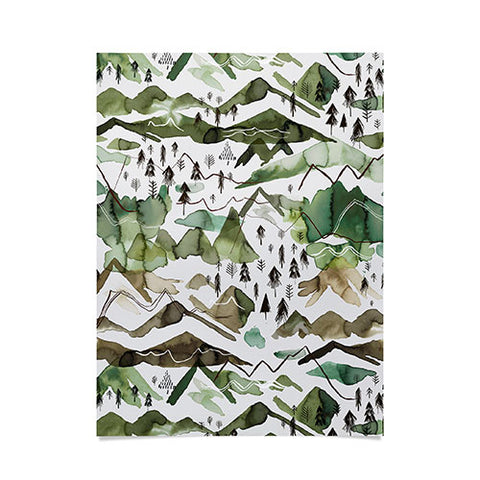 Ninola Design Mountains landscape Green Poster