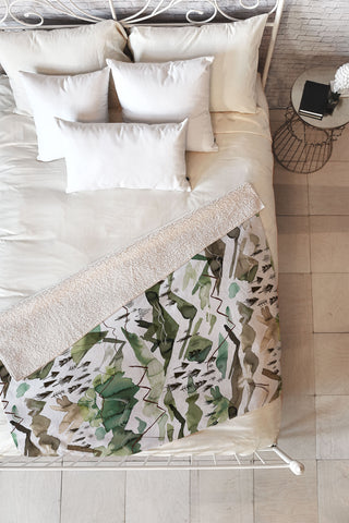 Ninola Design Mountains landscape Green Fleece Throw Blanket