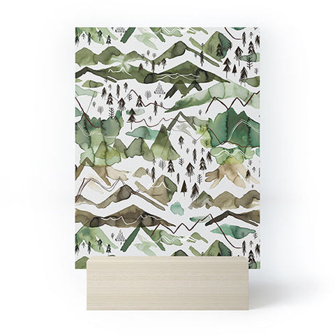Ninola Design Mountains landscape Green Mini Art Print