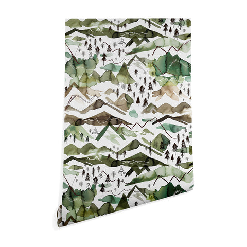 Ninola Design Mountains landscape Green Wallpaper