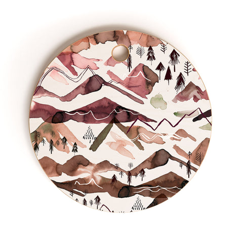 Ninola Design Mountains Red Cutting Board Round