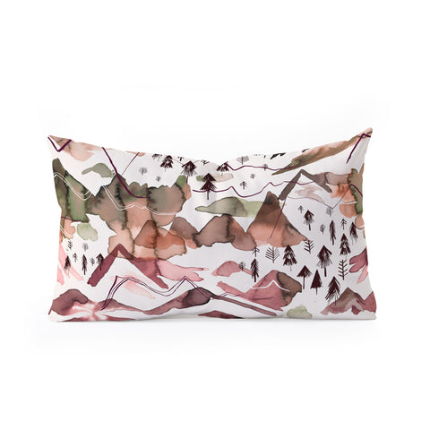 Ninola Design Mountains Red Oblong Throw Pillow