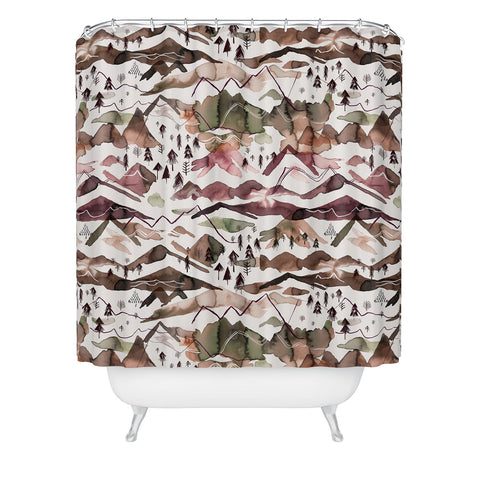 Ninola Design Mountains Red Shower Curtain