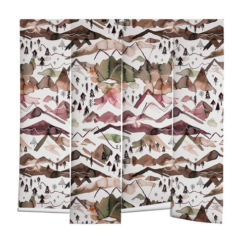 Ninola Design Mountains Red Wall Mural