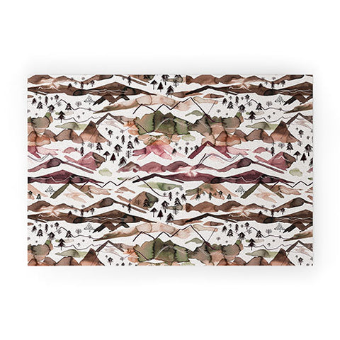Ninola Design Mountains Red Welcome Mat