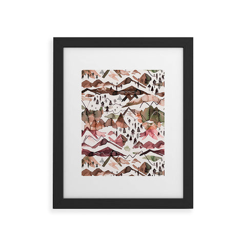 Ninola Design Mountains Red Framed Art Print