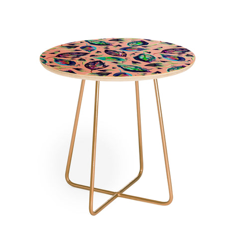 Ninola Design Multicolored Autumn Forest Leaves Round Side Table
