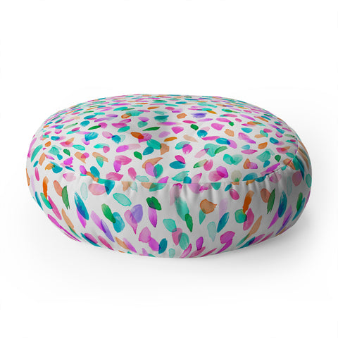 Ninola Design Multicolored Confetti Flowers Floor Pillow Round