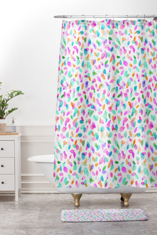 Ninola Design Multicolored Confetti Flowers Shower Curtain And Mat